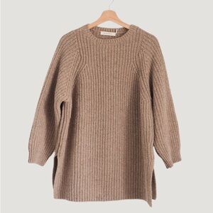 Cozy Chunky Knit Crewneck Sweater - Taupe